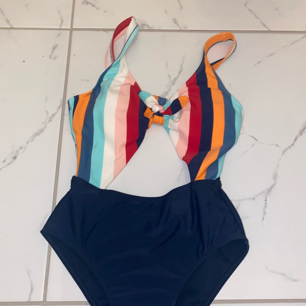 once piece bathing suit.